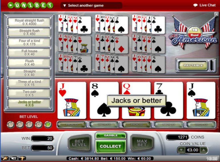 video poker jacks or better